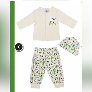 Kids Cream and Multicolor Animal Print Matching Set (hat included)